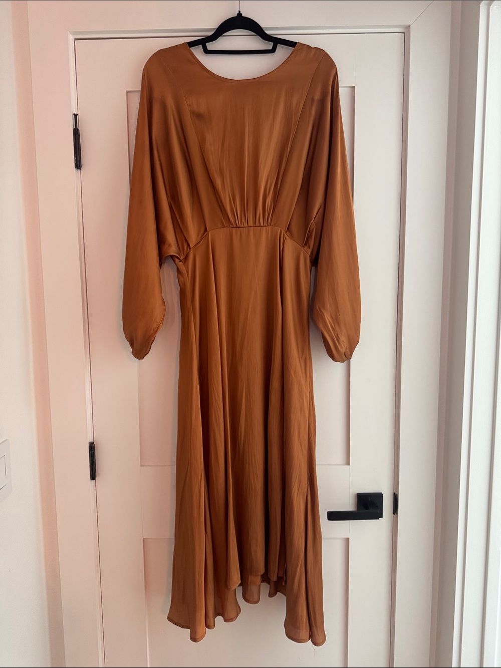 Astr Rust-Brown Long Sleeve Midi Dress